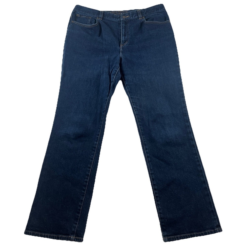 Lauren Ralph Women Denim Jeans 14 P Petite Straight Leg Dark‎ Wash Stretch Vtg